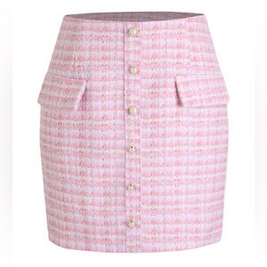 NWT Cider Pink Lady Tweed Button Up Mini Skirt Size XL